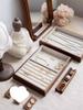 Black Walnut Linen Jewelry Display Tray for Rings