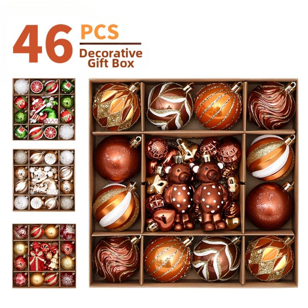 24 Piece Plastic Christmas Ball Set with Storage Box Shatterproof Ornaments for Tree and Various Holiday Decorations