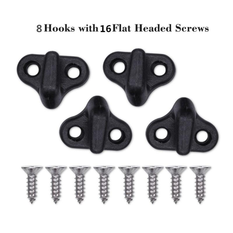 Nylons Bungee Hook Replacement with Flathead Screws for Kayak Canoes Boats Kayak Lashing Hook, Double Hole J Shape Hook