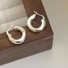 PANJBJ 925 Sterling Silver Earrings For Women Trendy Simple Open Round Jewelry Prevent Allergy Party Christmas Accessories