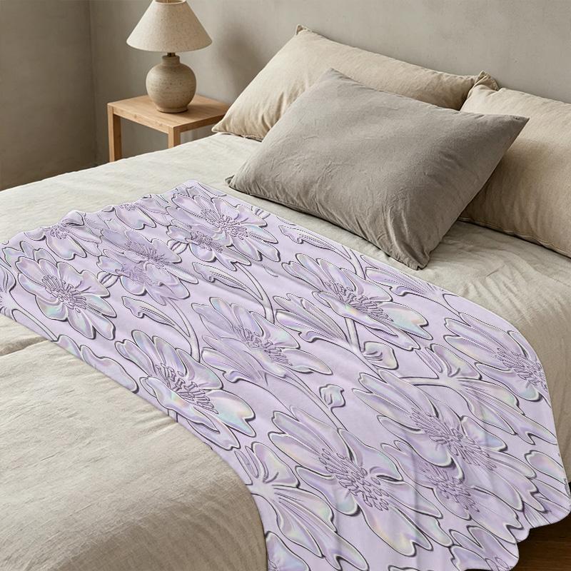 Floral Flannel Blanket: Non-Pilling, Soft & Skin-Friendly, All-Season, Ideal for Home Napping, Warm Home Decor, Great for Christmas & Halloween