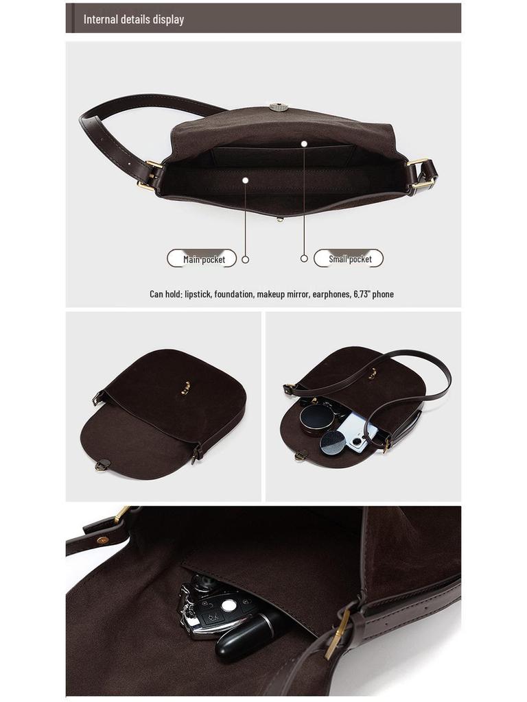 JOGUJOS Women's Genuine Leather Large Capacity Shoulder Bag - Fashionable Underarm Handbag for Commuting