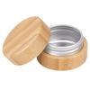 1pc 10G Bamboo & Aluminum Cream Jar Refillable Cosmetic Bottle Column Moccasin 4.1x2.6cm