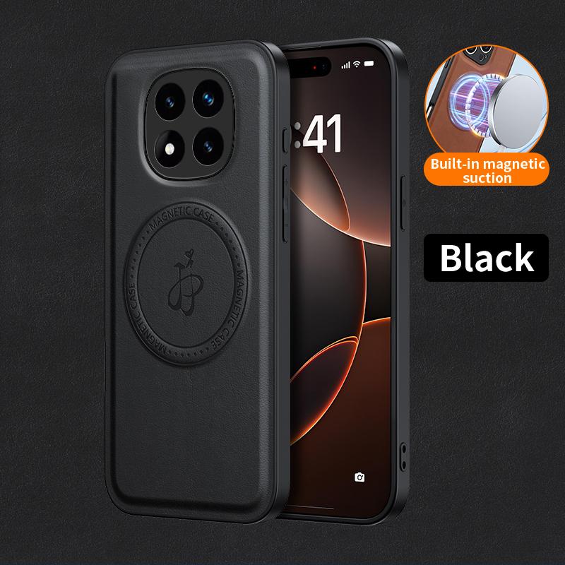 PU Leather Wireless Charging Magnetic Case for Xiaomi Redmi Note 14 Pro 5G 14 Pro+ Plus Protective Cover Hard Back Shell Coque