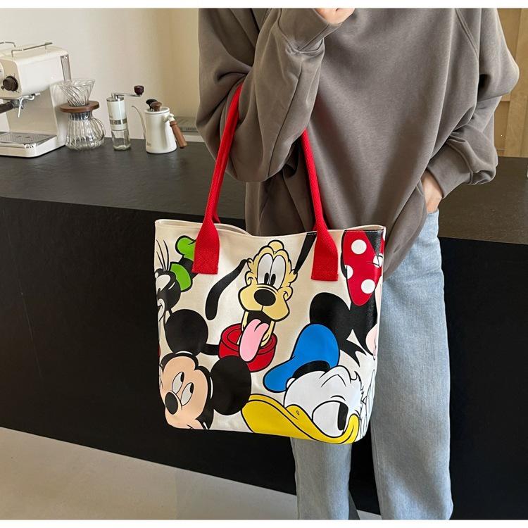 Women's Korean Style Canvas Shoulder Bag, Large Capacity Casual Tote and Student School Handbag