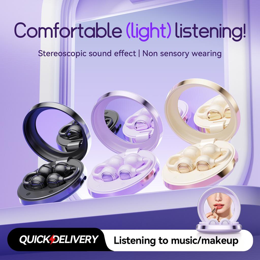 Wireless Bluetooth 6.0 Earphones Ear-clamping Conductive Headphones High Sound Quality Earbuds Suitable For Android iOS Workout Gym