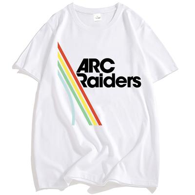 Men Clothing Hot Game ARC Raiders Rainbow Print Tshirt Pure Cotton Short Sleeve Loose Male Tshirts Streetwear Graphic T Shirt
