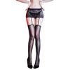 Sexy Transparent Lace Hip Skirt One-Piece Suspender Stockings Ultra-Thin, Oily, Shiny And Silky, Tempting Bed Sex Black Silk