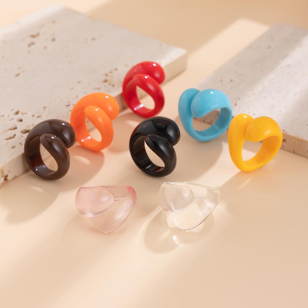 Ingemark Mehrfarbige Harz-Wassertropfen klobige Ringe Damen Boho Geometrische Offene Manschette Fingerringe Y2K Wed Schmuck Party Zubehör