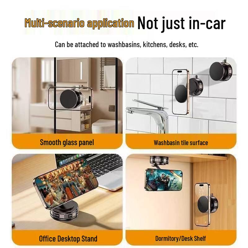 Magnetic Vacuum Suction Phone Holder: Detachable Car & Desktop Mount for Instant Adsorption