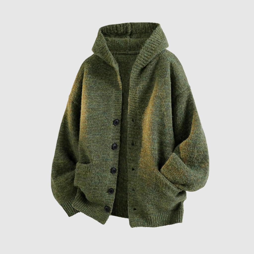 Men's Hooded Cardigan Sweater: Autumn/Winter Trendy Loose Heavyweight Casual Knitwear.