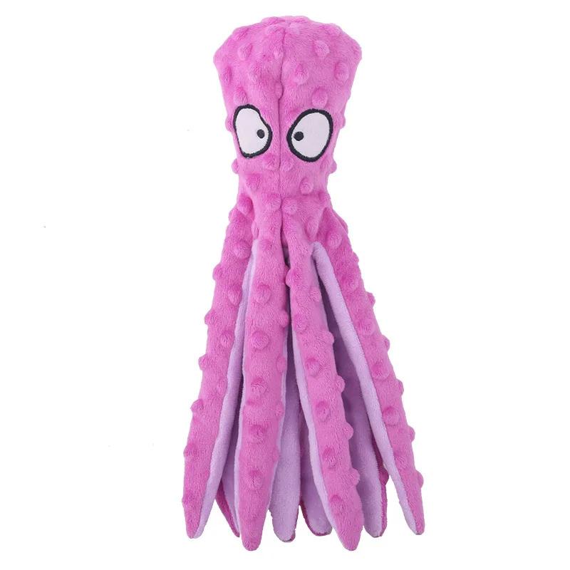 Indestructible Dog Toys for Aggressive Chewers Squeaky Plush Octopus Interactive Puppy Toy with Rattle Sound Bite Resistant