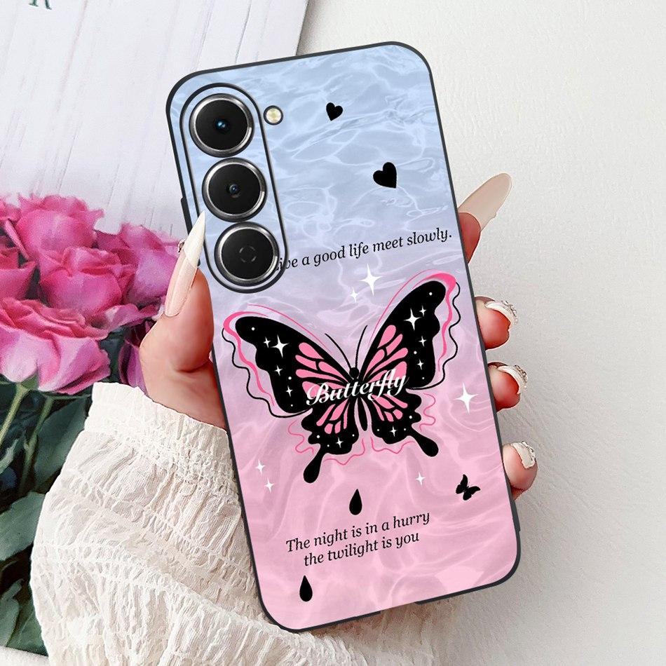 For Tecno Spark 40 Pro / 40 Pro+ Elegant Floral Butterfly Phone Case For Tecno Spark 40Pro Plus KM6 KM7 Soft Silicone TPU Cases