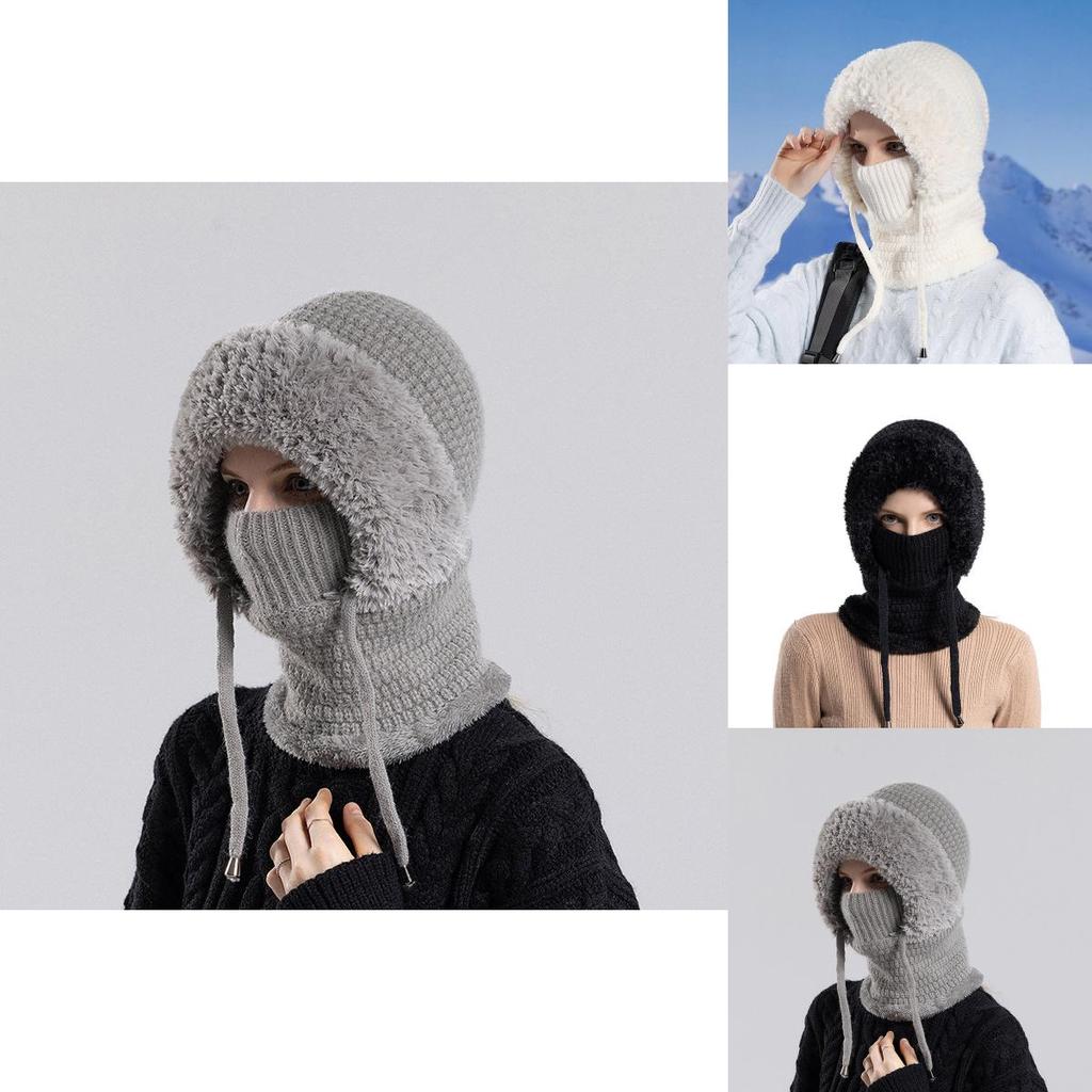 Knitted Winter Hat For Women With Neck Covering And Windproof Features For Outdoor Cycling