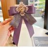 Pink Fabric Lace Bow Tie Brooches for Women Cross Pearl Crystal Shirt Collar Pins Fashion Brooch Wedding Party Jewelry