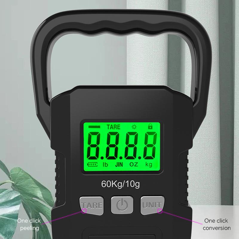 Tragbare Digitale Personenwaage 60kg 10g Elektronische Gepäckwaage Hängewaage Batterie-/USB-Aufladung LCD Angelfischerei Waage
