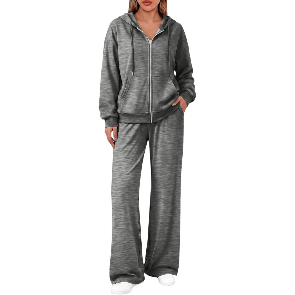 Women's Fashionable Casual Sweatshirt Jacket Set for Fall Winter Comfortable Everyday Wear