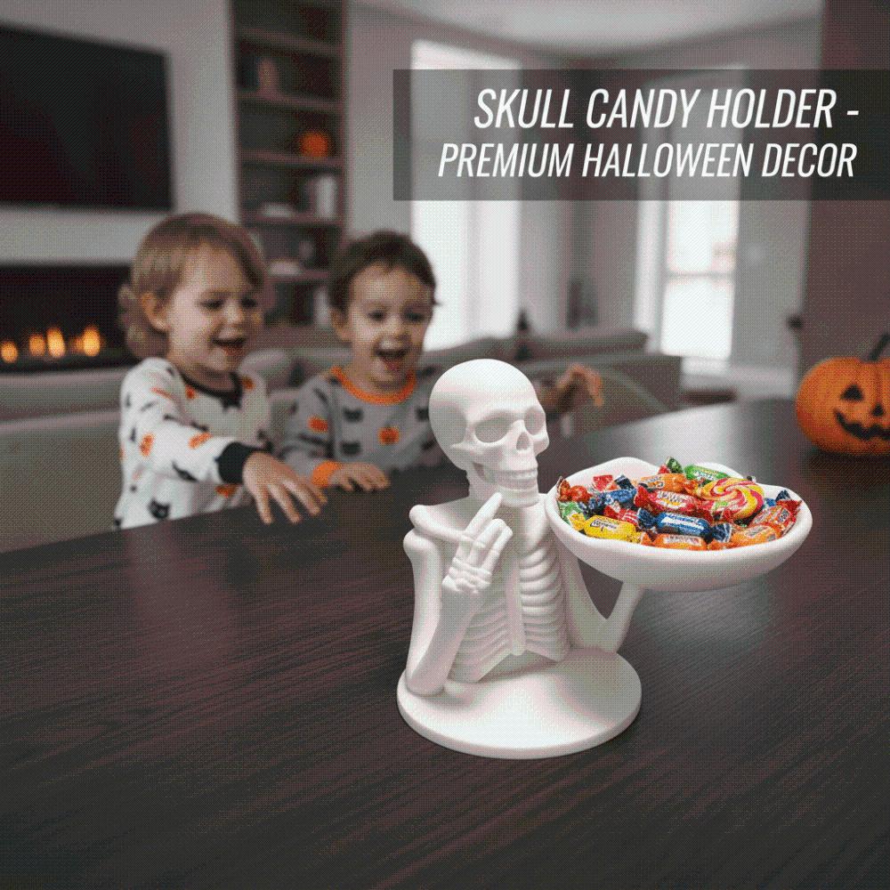 Matte White Skeleton Candy Bowl Bone Shape Halloween Key Holder Skull Tray Decor Gothic Lovers