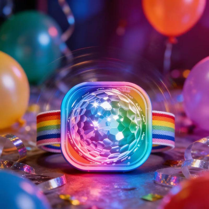 Mini Disco Ball LED Glow Bracelet | Portable Party Wristband Light with Suction Cup, Color-Changing, 4-Color Mode, Battery Powered