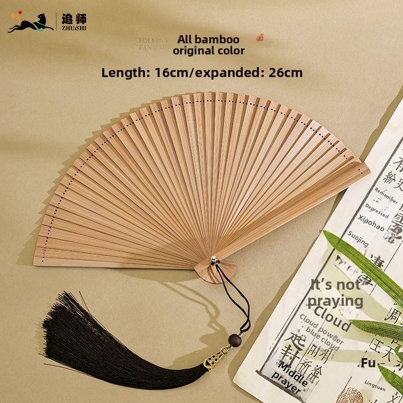 

Полностью бамбуковый складной веер, складной веер в черном античном стиле, в китайском стиле, в новом китайском стиле, портативный, используется для классического танца