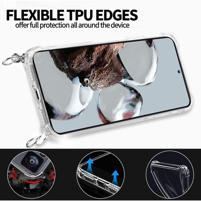 Coque - E.F.CONNECTION - pour Xiaomi 12T/12T Pro - Antichoc - Transparente - Cordon Vert Nuit