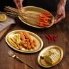 Stainless Steel Oval Vegetable Dish Food Grade Undivided Serving Plate for Curry Salad Home Use