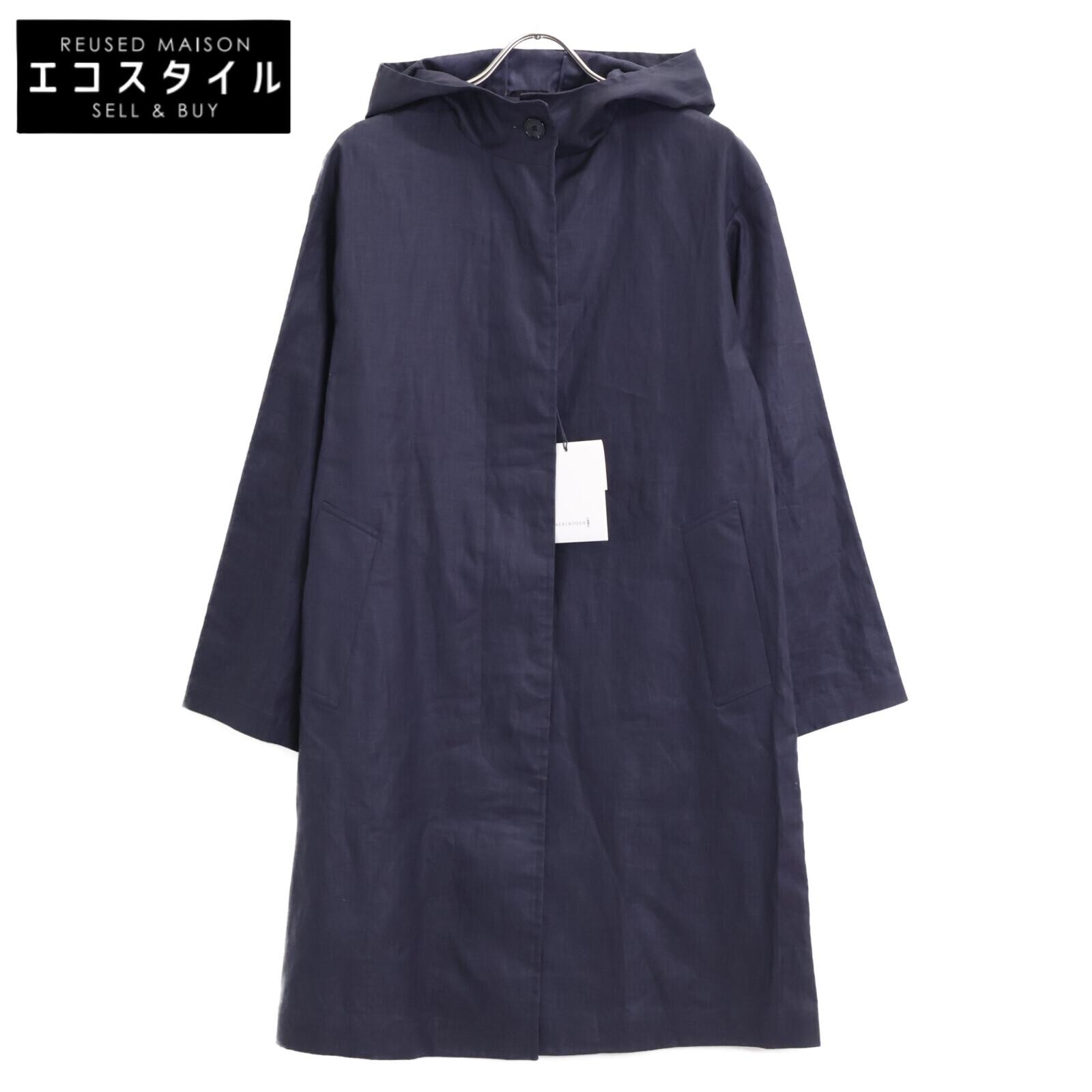 

MACKINTOSH LM-015B Navy 100% Linen Hooded Coat coat 34 NavyUsed
