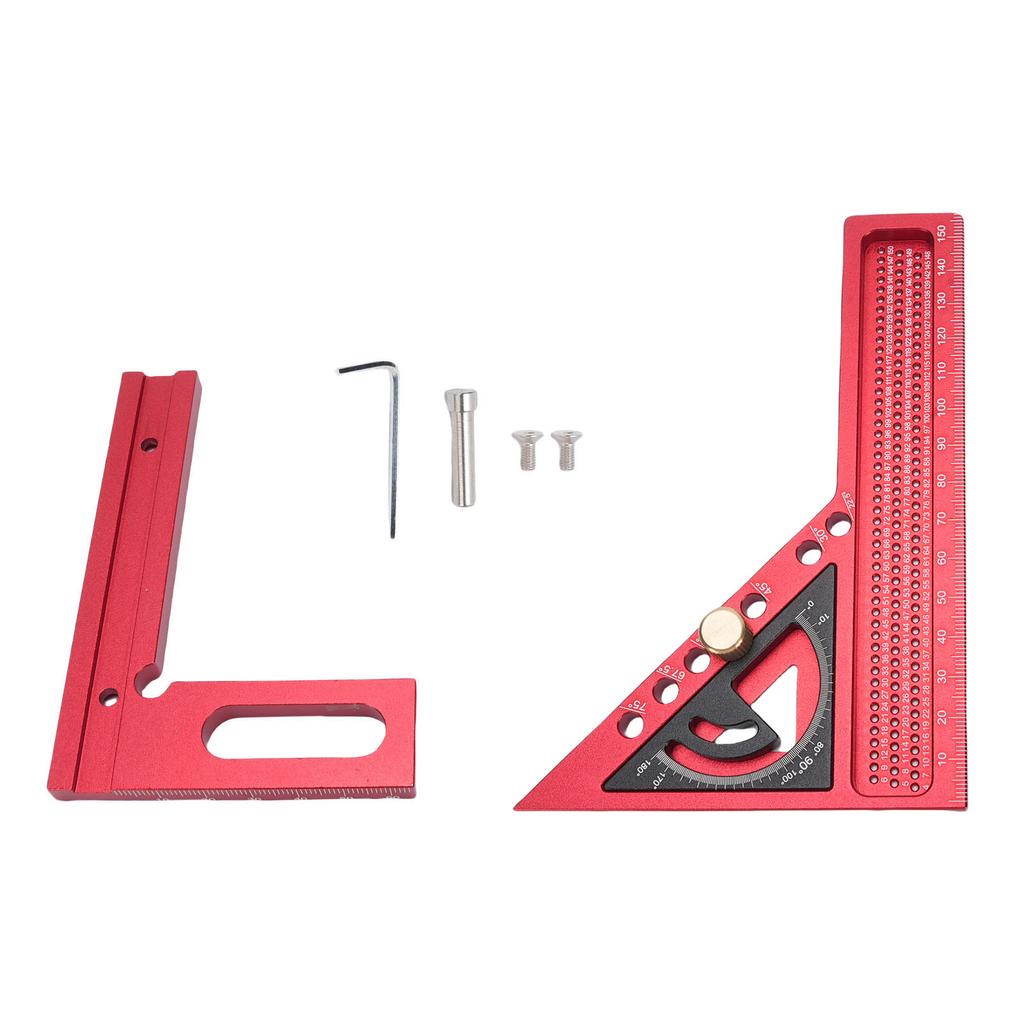 Multi Angle Measuring Ruler 0-180° Adjustable Aluminum Alloy Anodized Finish Measuring Miter Triangle Ruler for Woodworking