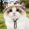 Dog Decorative Hat Pet Sun Breathable Small Dogs Cats Bucket with Ear Cartoon Holes Adjustable Drawstring UV Protection