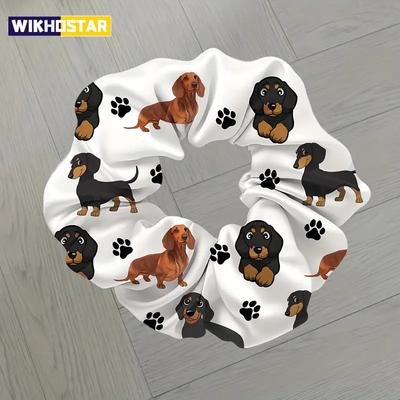 1Pc Cute Dachshund Hair Tie High Elasticity Durable Hair Band with Adorable Dachshund Print No-Slip Hair Accessories for Women