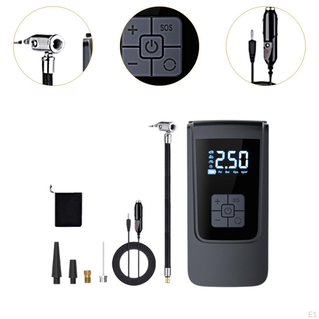 Air Pump Corded Car Tire Digital Compressor Lightweight for Automobiles Basketball with 4 Nozzle