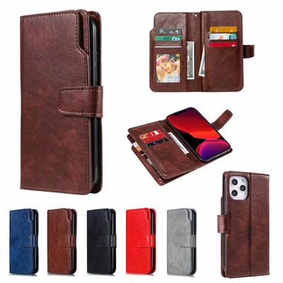 Applicable iPhone12 Pro Mobile Phone Leather Case Note20 Multi-function Nine-card Wallet Bracket Protective Case Foreign Trade