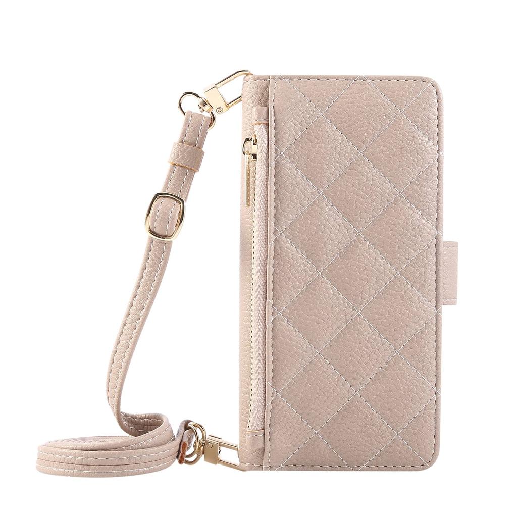 For Google Pixel 9 Pro XL 9 8 7 Pro 9A 8A 7A 6A Wallet Case with Mirror, Wristlet & Crossbody Strap, Zipper Card Holder Cover