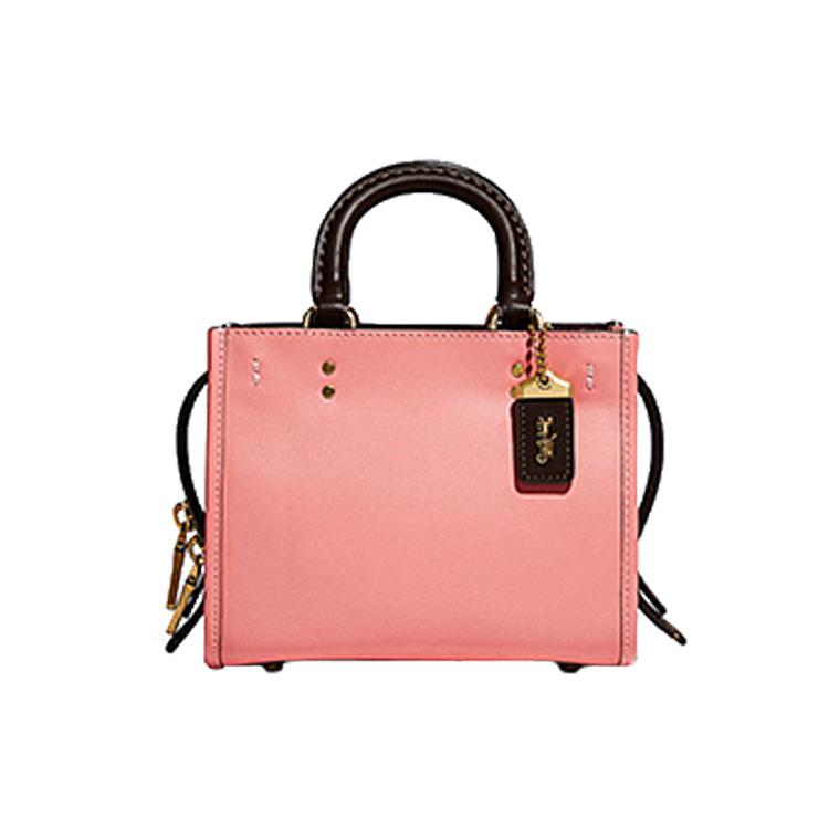 

New COACH Rogue Leather Handbag Trumpets Women s Cherry Blossom Pink C6281-B4S5K 17.0*9.9*14.5CM