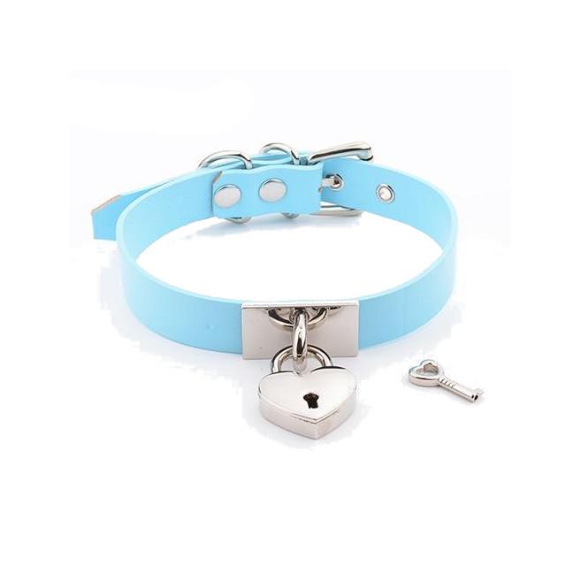 Leather Collar Locket Love Heart Harajuku  Sub Slave Punk Choker Collars & Leashes