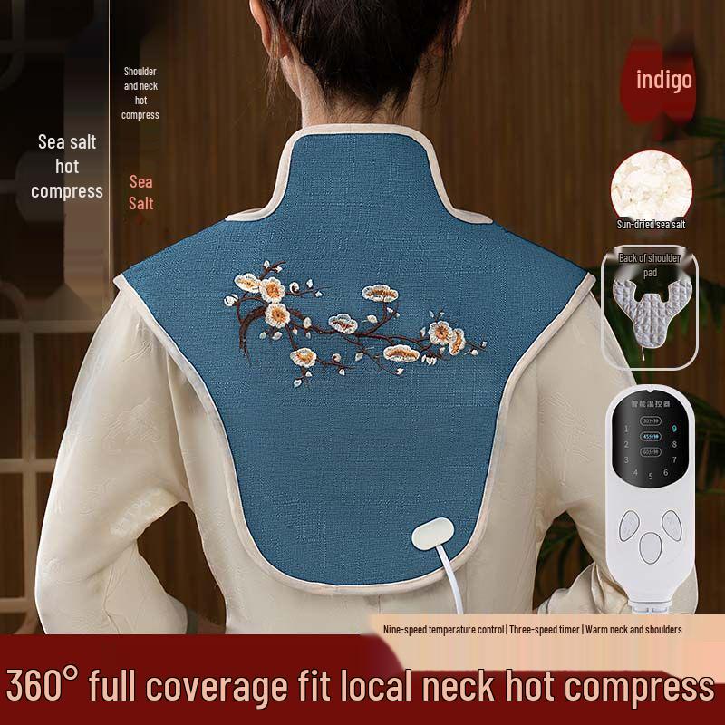 Electric Heating Moxa Shoulder and Neck Protector with Sea Salt Hot Compress for Back, Waist, and Shoulder Warming