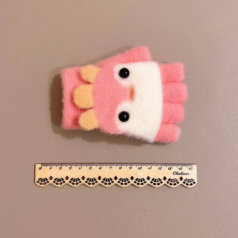 Children's gloves girl winter flip five fingers separated half fingers primary school students do homework to keep warm new winter