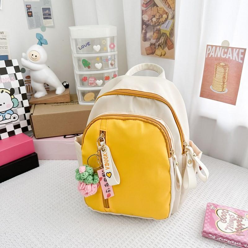 Unisex Nylon School Bag With Colorblock Style And Padded Shoulder Straps For Kids