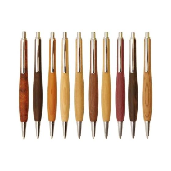 Shape Pen Wooden Mechanical Pencil, Japanese Cherry Wood, 0.5mm Lead, Knock Type, Barrel Diameter 13mm, Made in Japan. Ergonomic design with a