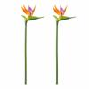 2 Pcs PU Artificial Bird of Paradise Flower Red No Fade Decorative Paradise Bird Plant Long Stem 23.62in Fake Greenery Plants