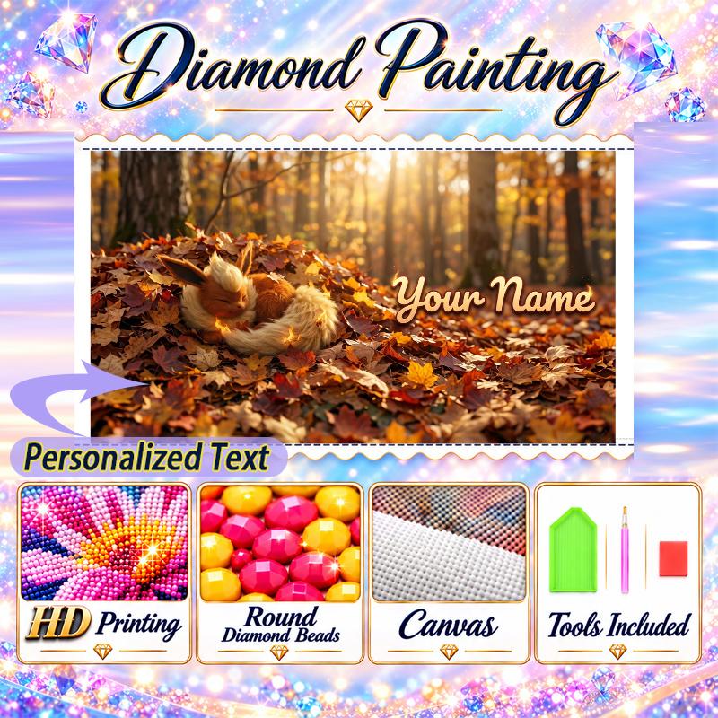 Personalized Eevee Diamond Art Custom Name 5D Diamond Painting Full Drill DIY Craft
