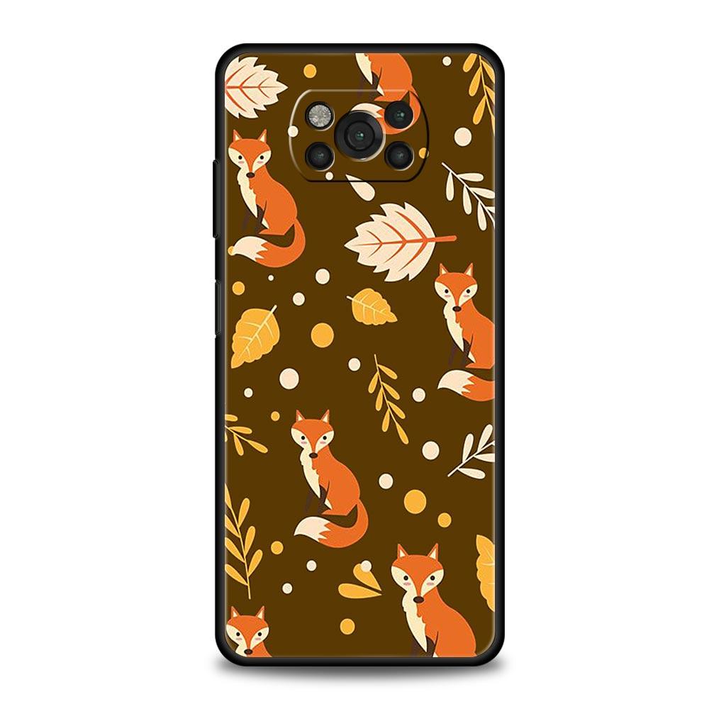 Phone Case For Xiaomi Poco X6 X5 X4 Pro 5G X3 NFC F5 F4 M5 M4 M3 F3 GT C51 C55 Cover Autumn leaves fall fox pumpkin Halloween