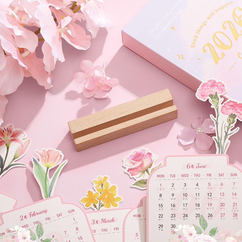 Wooden Base 2026 Desktop Calendar Detachable Base Monthly Planner  for New Year