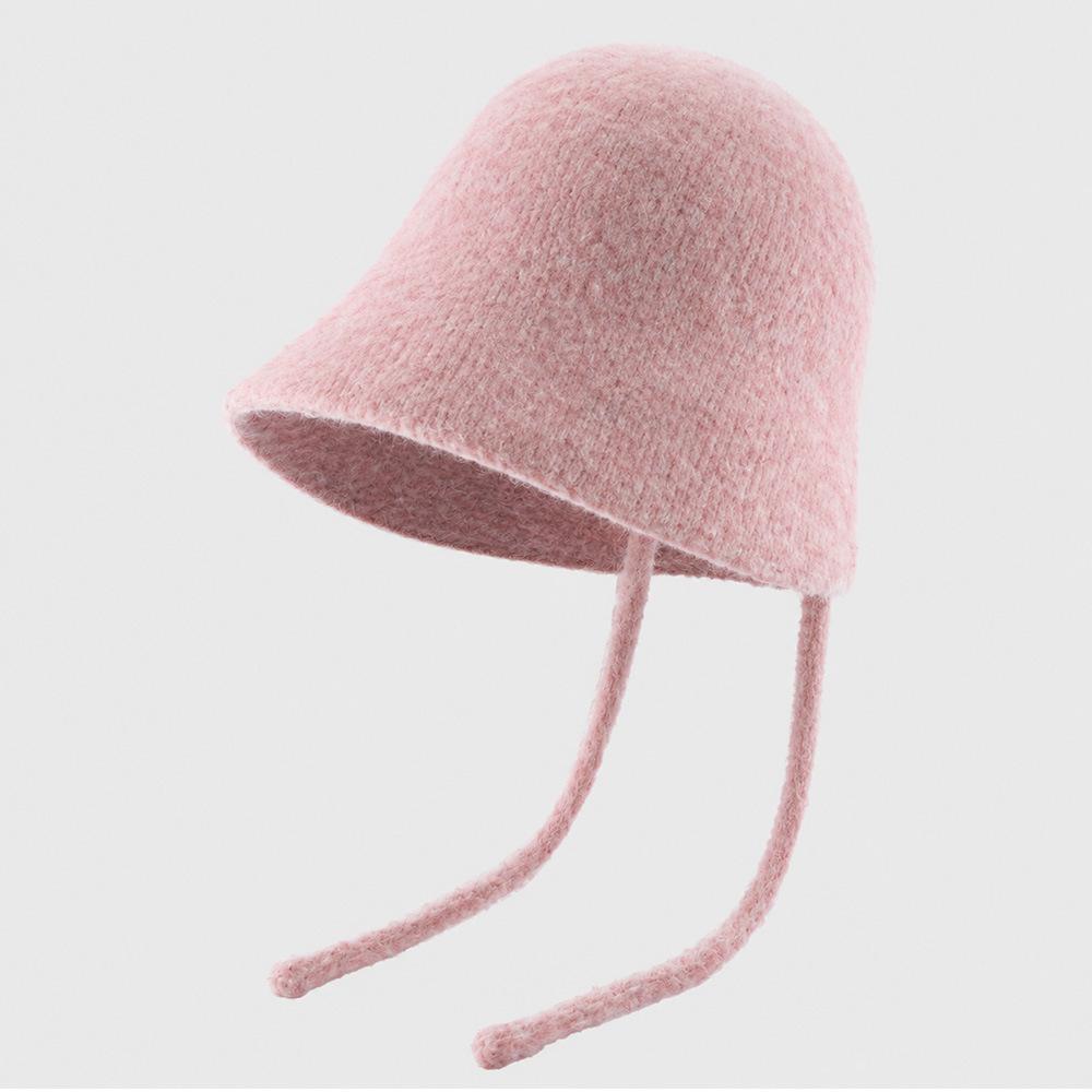 Autumn and winter knitted hat women's face small ear protector wool hat lace-up versatile windproof warm ear protector pullover hat