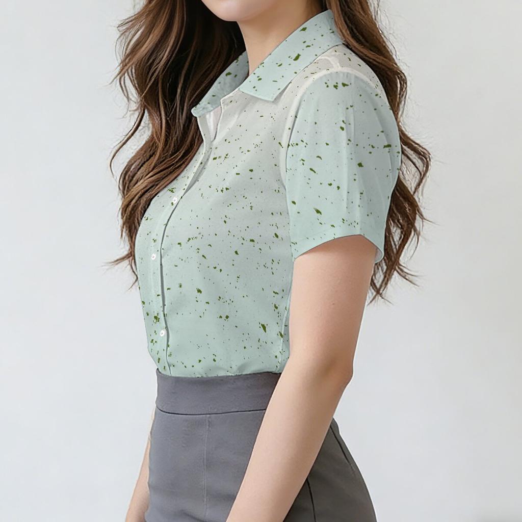 Minimalist and Personalized Printed Women's Short Sleeved Lapel Shirt, Summer Fashion, Daily Versatile Casual Top