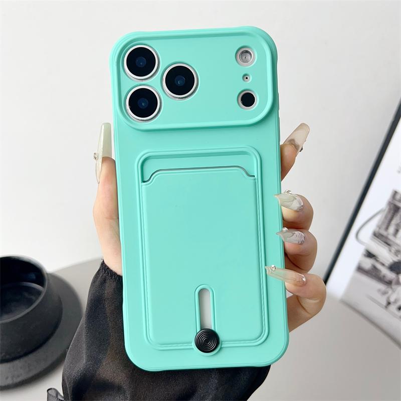 Candy Color Card Slot Holder Wallet Soft Case For iPhone 17 Air 16 15 14 Plus 13 12 11 17 Pro Max Shockproof Silicone Back Cover