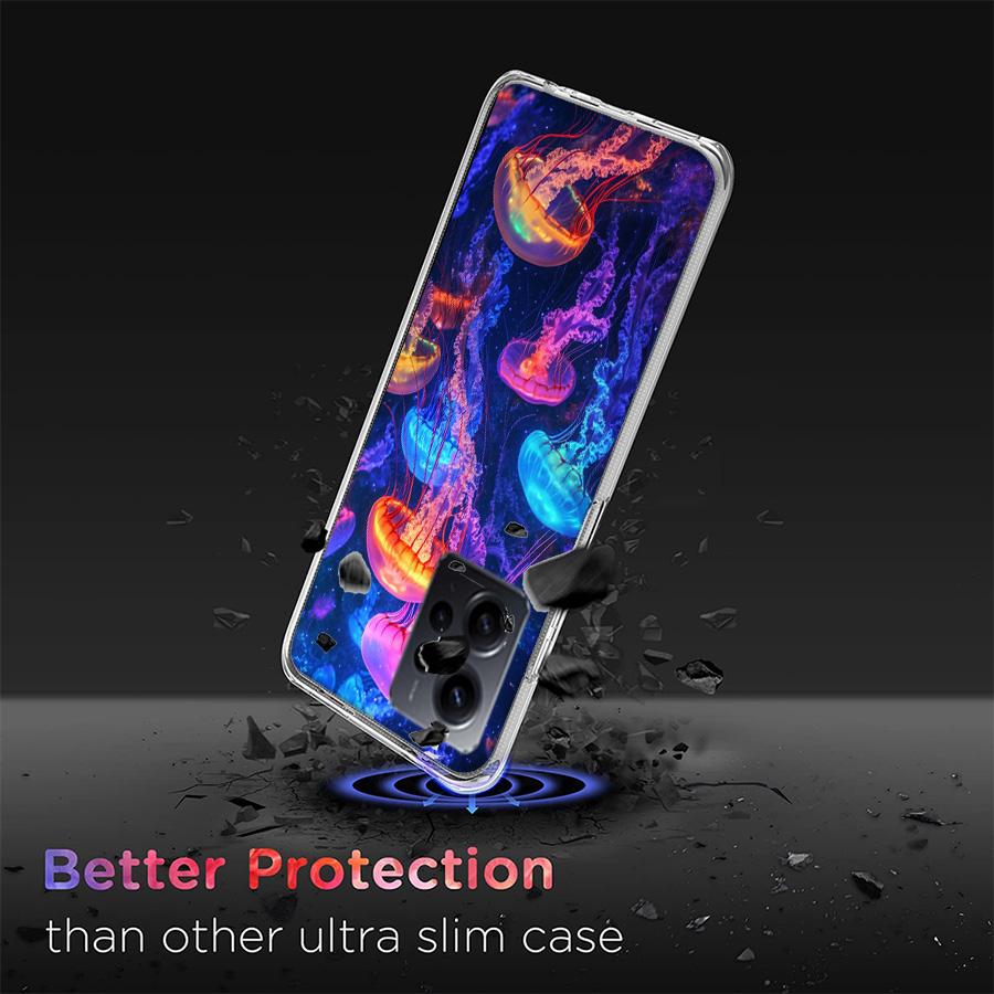 Enchanting Neon Jellyfish Phone Case For Redmi 12 13C 12C 15C 9 10 10C Note 13 Pro Plus 14 15 Pro 9T 9C 9A TPU Soft Cover Clear