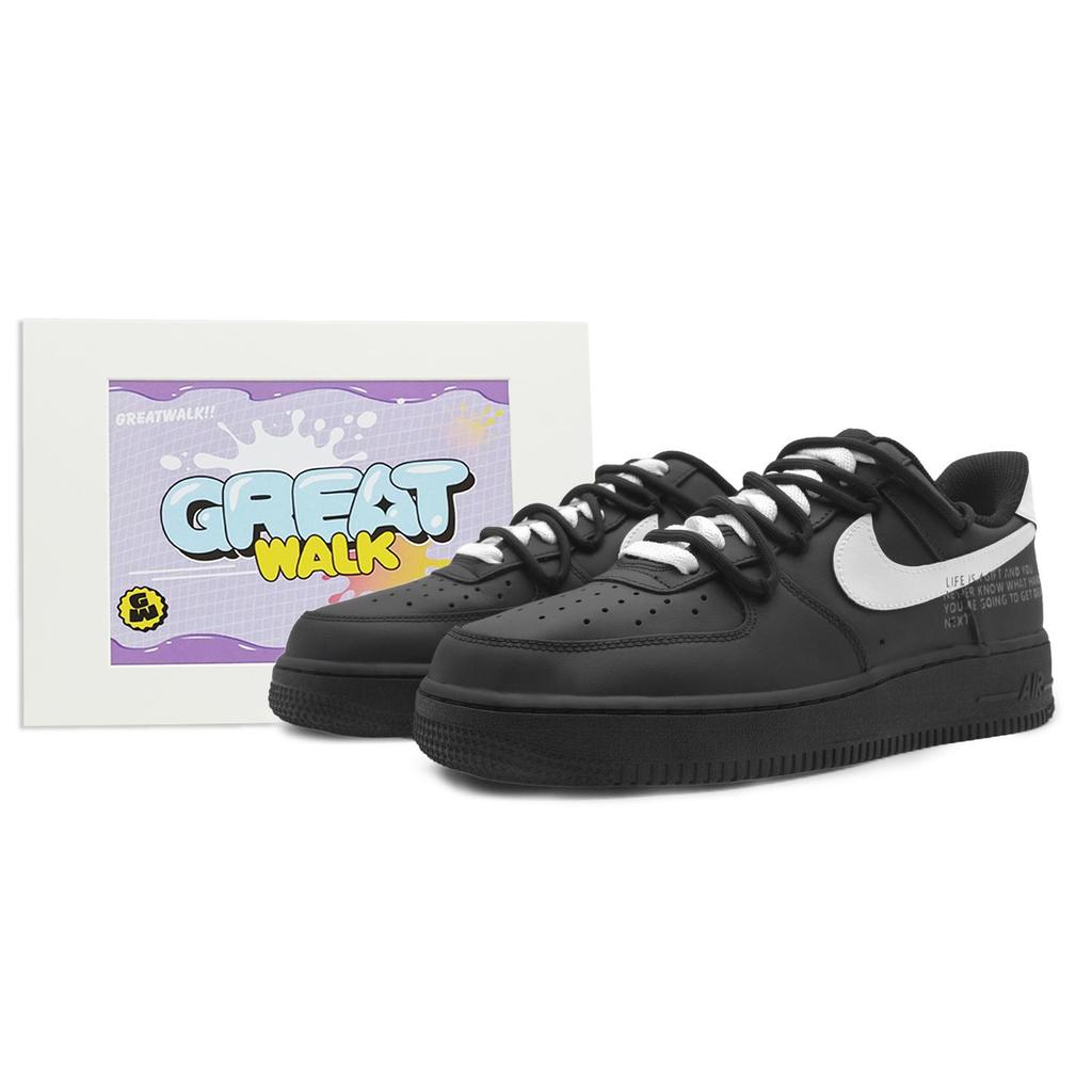 Nike Air Force 1 Low Top Skateboard Shoes Unisex Black White CW2288-001(Team322-)
