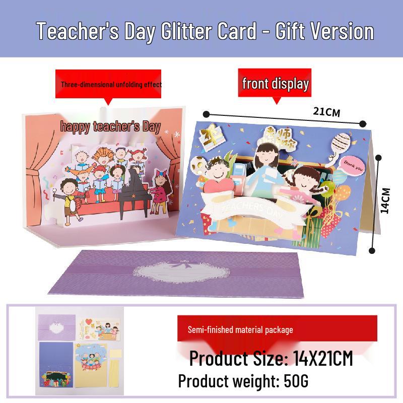 Handmade Teacher s Day DIY Glitter Greeting Card Kit for Kids