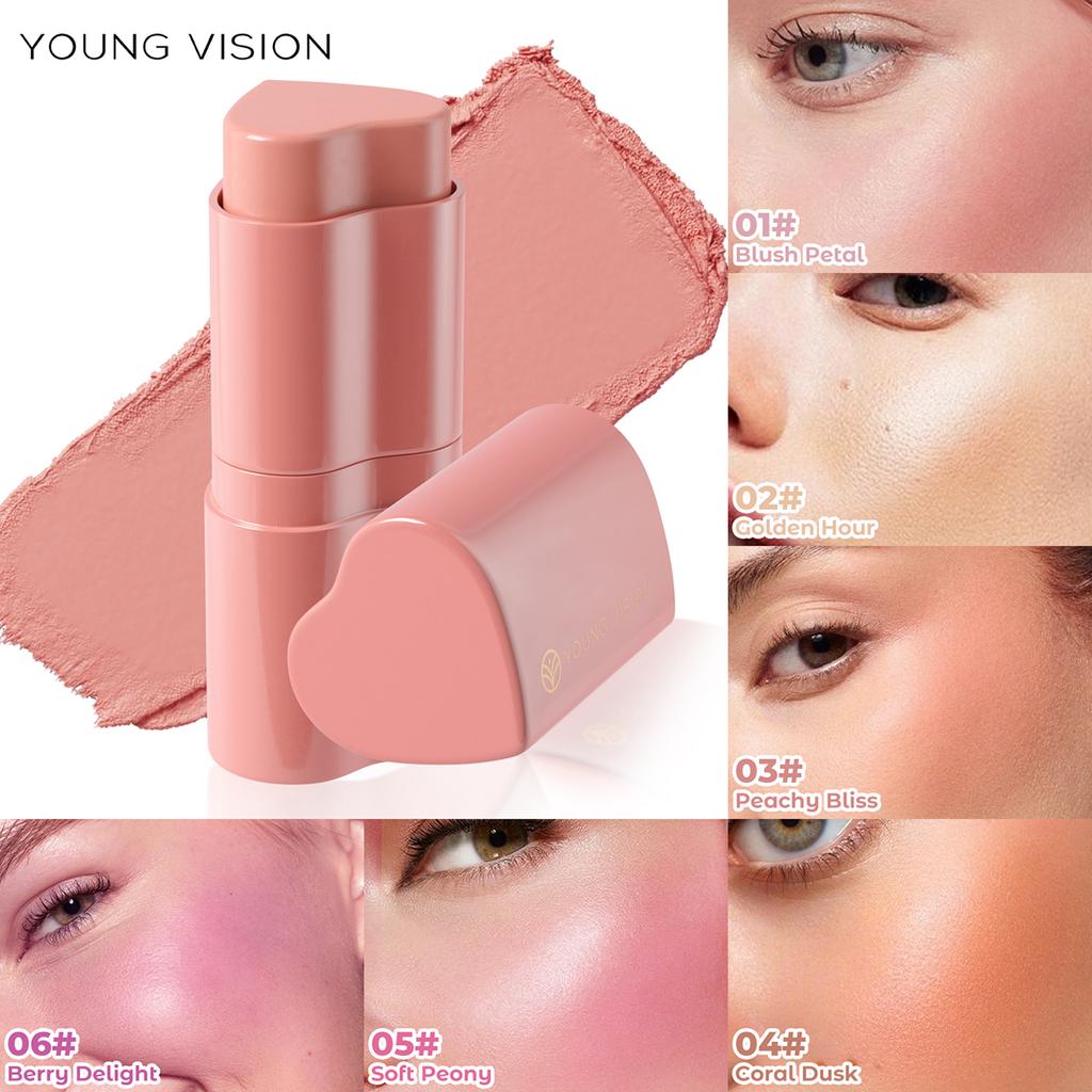 YOUNG VISION 1 STÜCKE Herz Erröten Creme Konturierung Stick Gesicht Modifikator Mousse Erröten Lippenstift 2-in-1